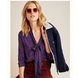 Anthropologie Maeve Rory Tie-Neck Blouse